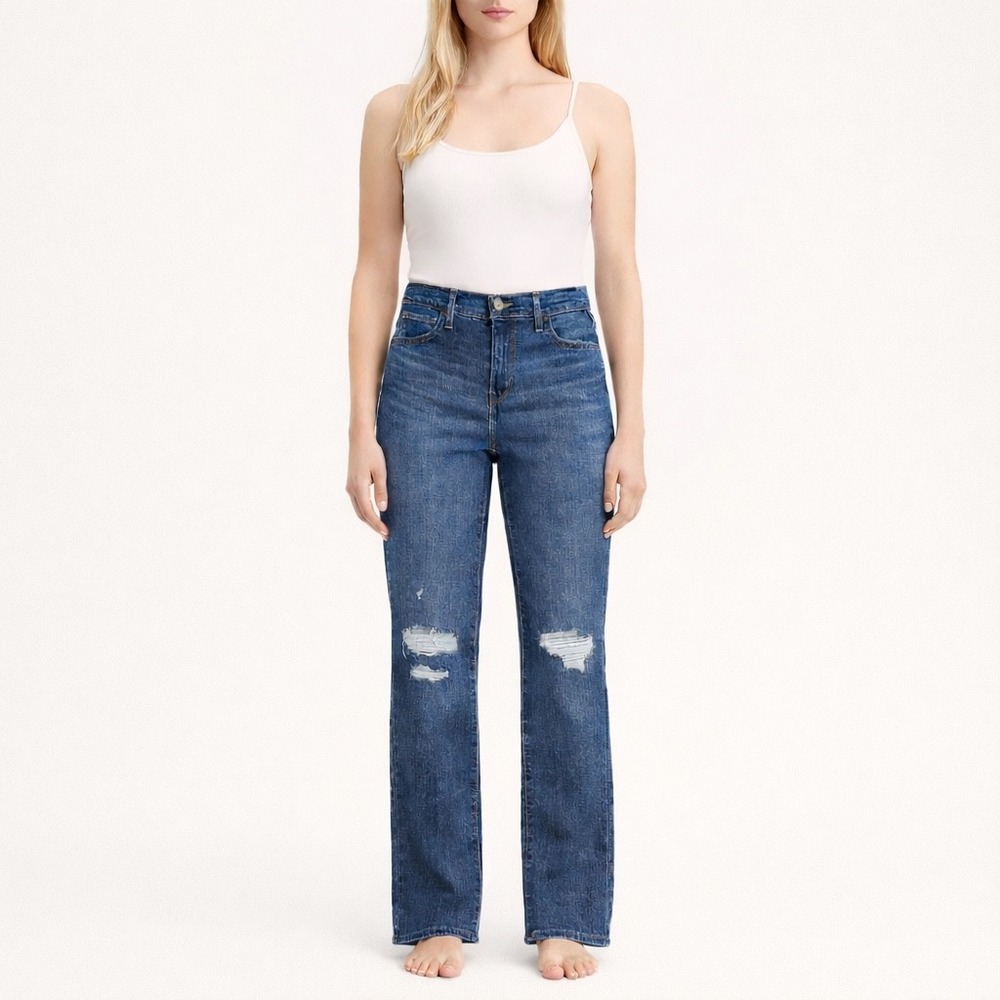 Levi's Women's 724 High Rise Distressed Straight Leg Dark Wash‎ Denim Jeans 26